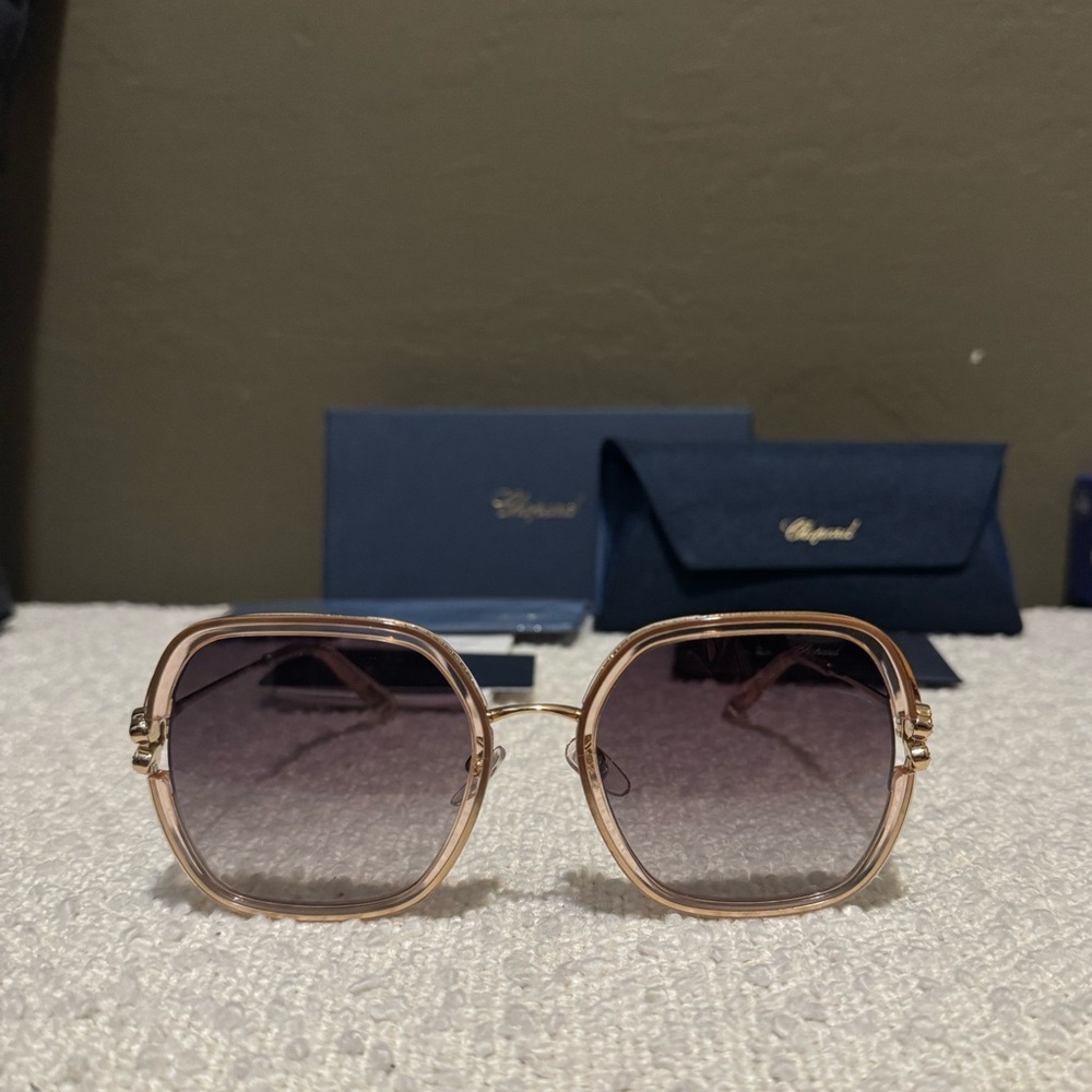 Chopard Happy Hearts Sunglasses 💕 Rose Gold Titanium - Crystal Hearts - Picture 2 of 10